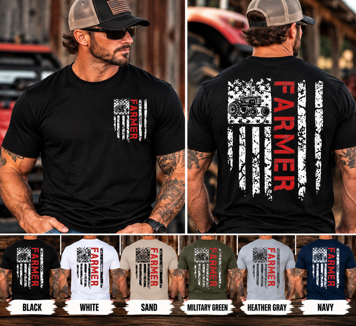 Farmer American Flag T-Shirt