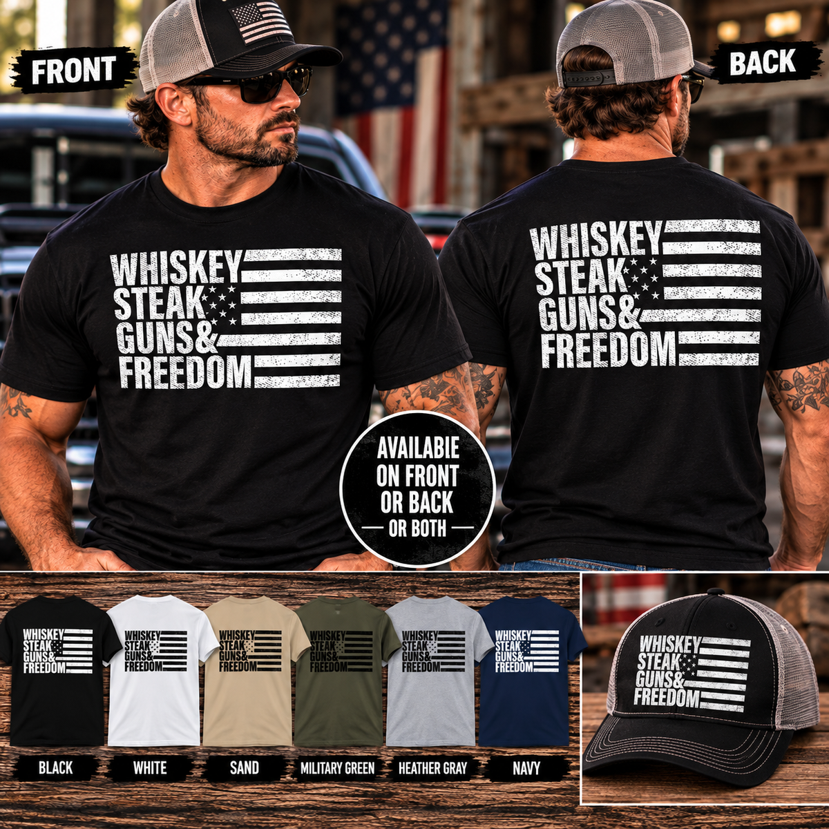 Whiskey, Steak, Guns &amp; Freedom T-Shirt